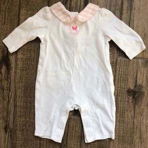 Janie and Jack white outfit with pink detail.